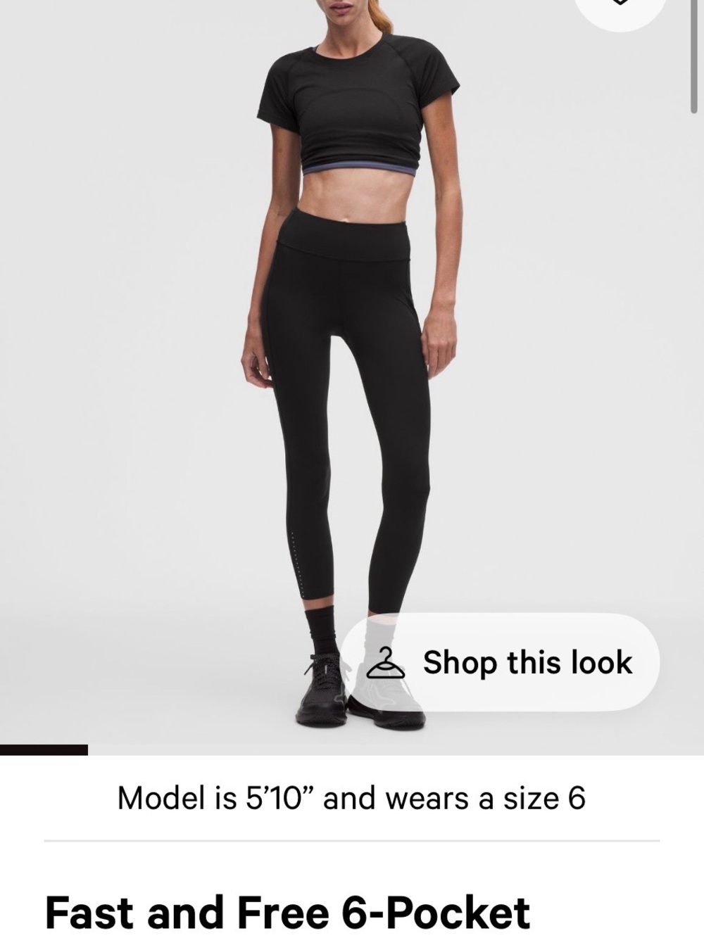 lululemon fast and free 6 pocket Black High-Rise Leggings 25 inch